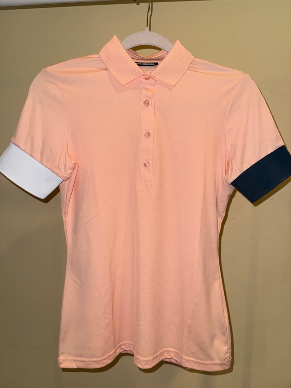 J.Lindeberg Peach Polo Shirt with Navy Trim Label